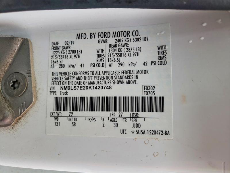 Aukcja sprzedaży 2019 Ford Transit Connect, vin: NM0LS7E20K1420748, numer aukcji: 41925136