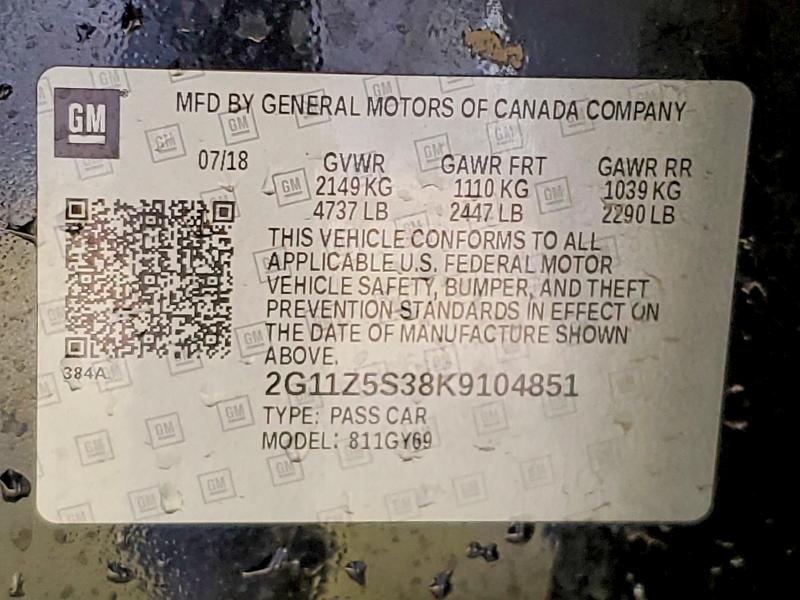 Aukcja sprzedaży 2019 Chevrolet Impala, vin: 2G11Z5S38K9104851, numer aukcji: 55060256