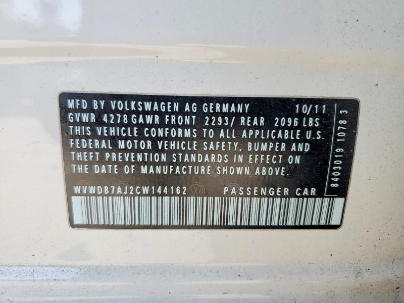 Продаж на аукціоні авто 2012 Volkswagen Golf, vin: WVWDB7AJ2CW144162, номер лоту: 75471385