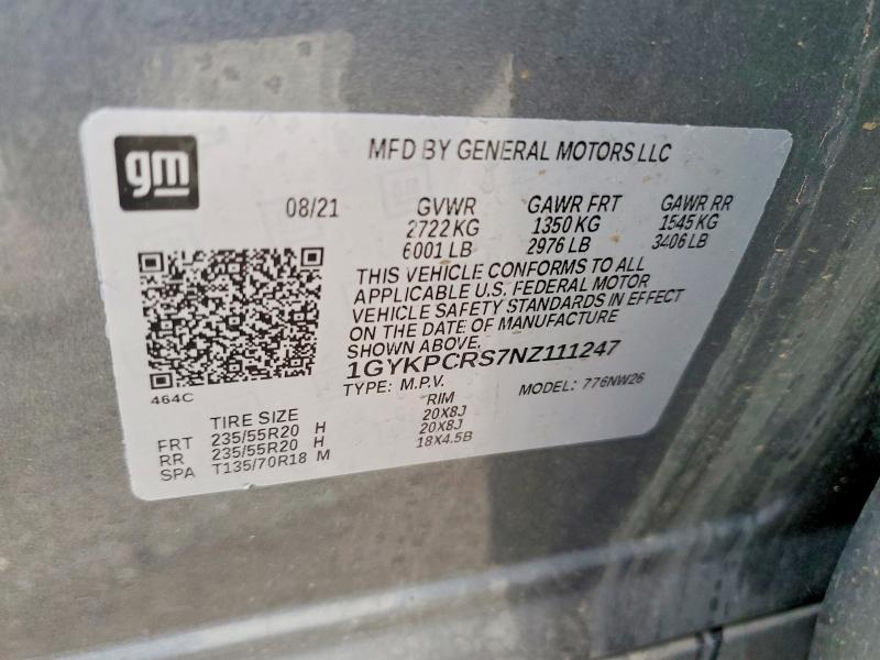 Aukcja sprzedaży 2022 Cadillac Xt6, vin: 1GYKPCRS7NZ111247, numer aukcji: 78510785