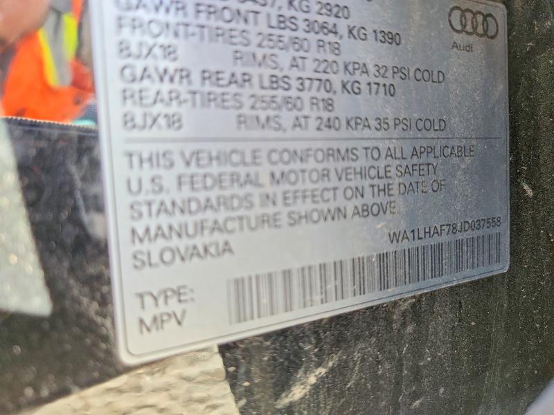 79583255 :رقم المزاد ، WA1LHAF78JD037558 vin ، 2018 Audi Q7 مزاد بيع