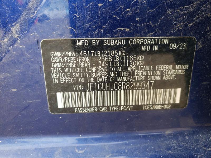 78614305 :رقم المزاد ، JF1GUHJC8R8299347 vin ، 2024 Subaru Impreza مزاد بيع