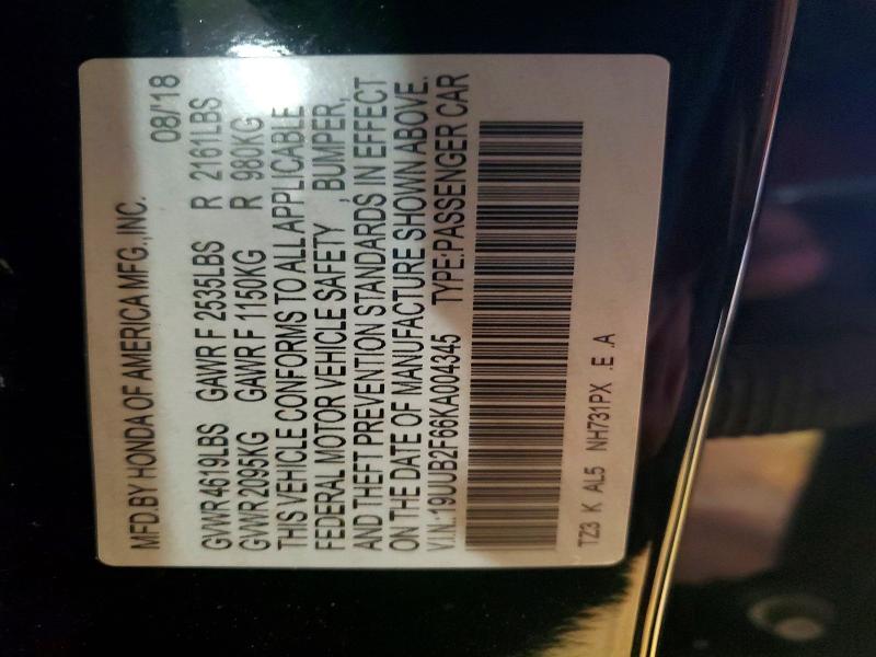 78278905 :رقم المزاد ، 19UUB2F66KA004345 vin ، 2019 Acura Tlx مزاد بيع