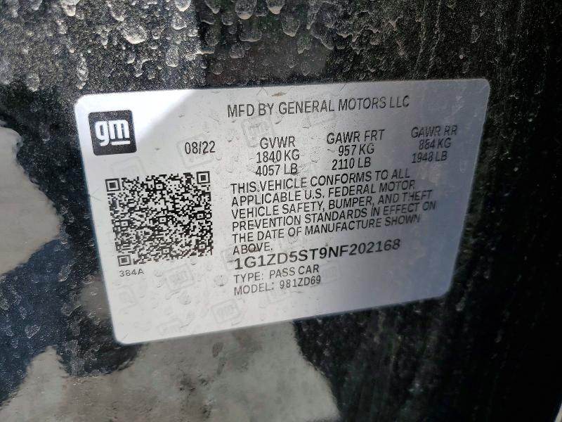 79300845 :رقم المزاد ، 1G1ZD5ST9NF202168 vin ، 2022 Chevrolet Malibu مزاد بيع
