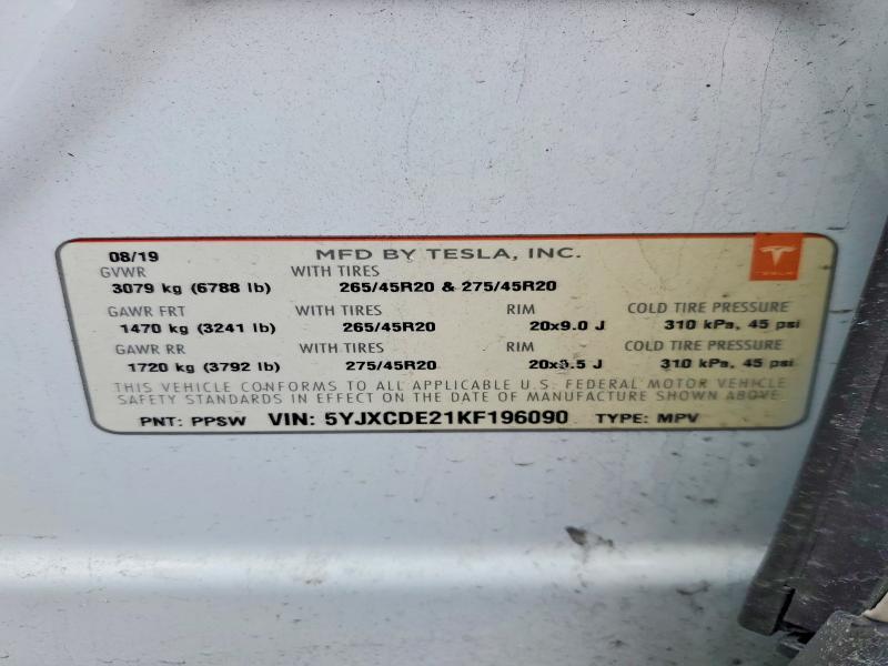 Продажа на аукционе авто 2019 Tesla Model X, vin: 5YJXCDE21KF196090, номер лота: 76147955