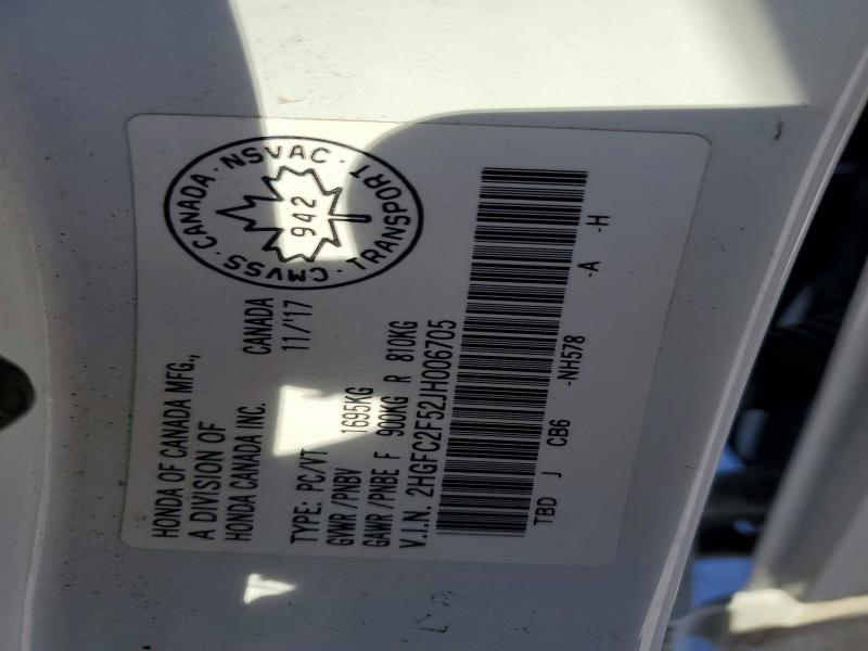 76968935 :رقم المزاد ، 2HGFC2F52JH006705 vin ، 2018 Honda Civic مزاد بيع