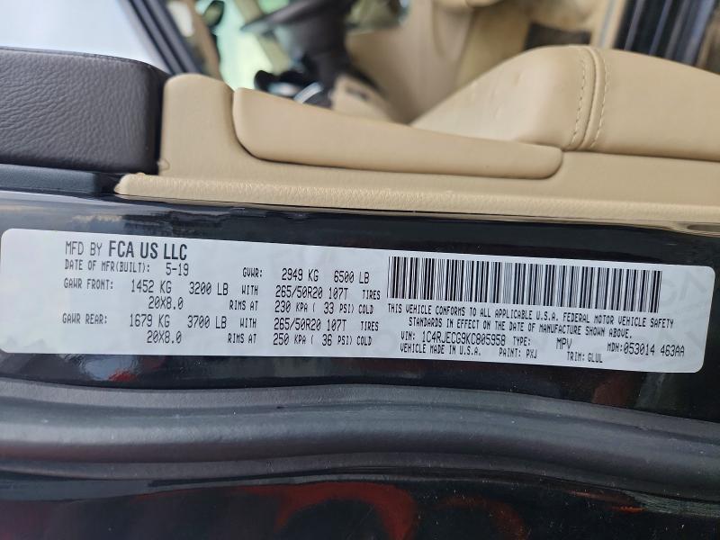 Продажа на аукционе авто 2019 Jeep Grand Cherokee, vin: 1C4RJECG9KC805958, номер лота: 78072205