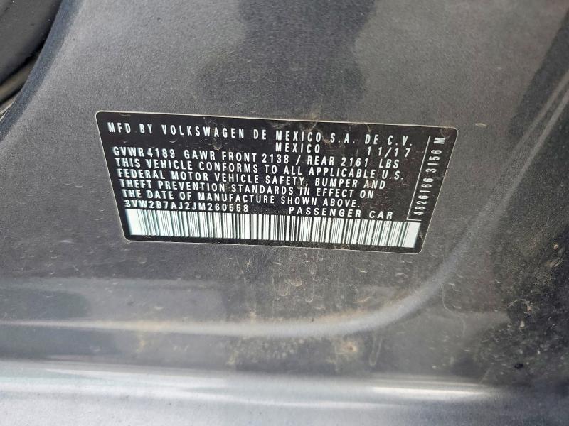 Aukcja sprzedaży 2018 Volkswagen Jetta, vin: 3VW2B7AJ2JM260558, numer aukcji: 75499825