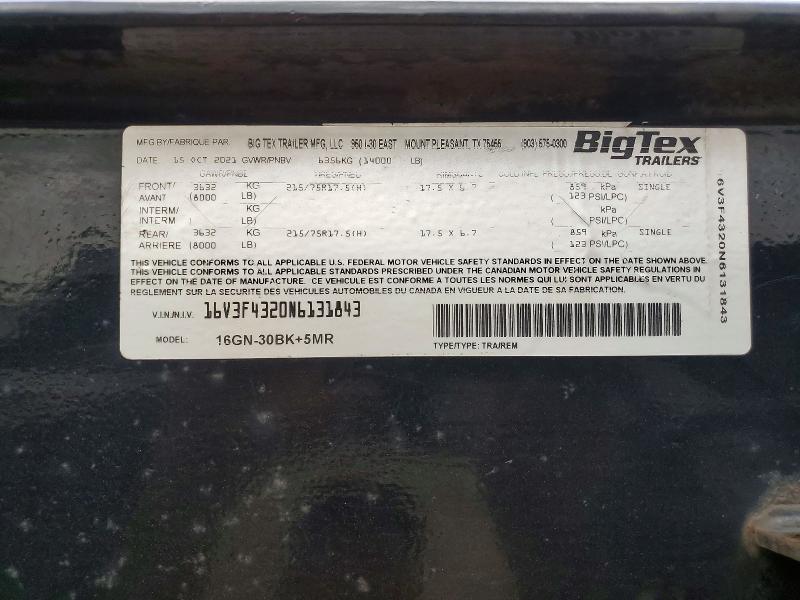 Продажа на аукционе авто 2022 Big Tex Trailer Co Inc Bix Tex, vin: 16V3F4320N6131843, номер лота: 78526385