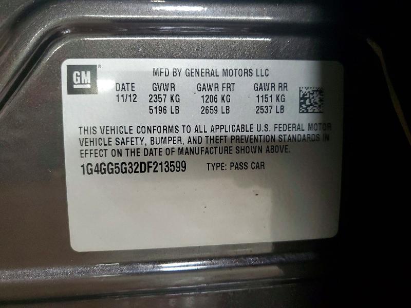 78467195 :رقم المزاد ، 1G4GG5G32DF213599 vin ، 2013 Buick Lacrosse مزاد بيع
