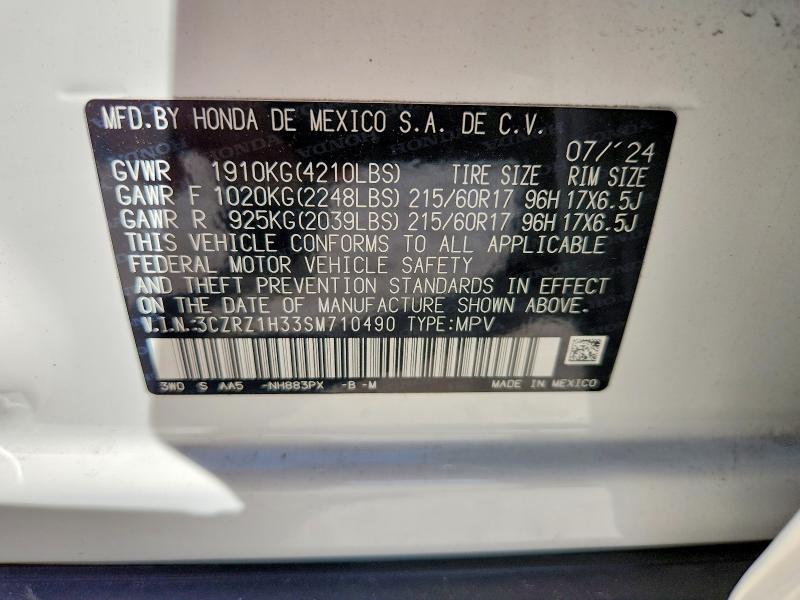 77244315 :رقم المزاد ، 3CZRZ1H33SM710490 vin ، 2025 Honda Hr-v مزاد بيع