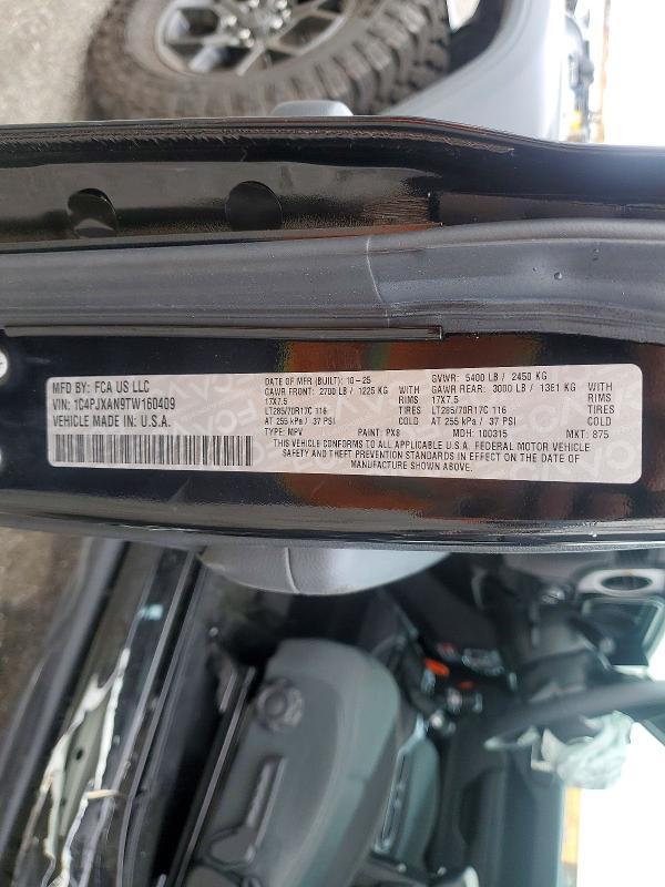 2026 Jeep Wrangler მანქანა იყიდება აუქციონზე, vin: 1C4PJXAN9TW160409, აუქციონის ნომერი: 77002795