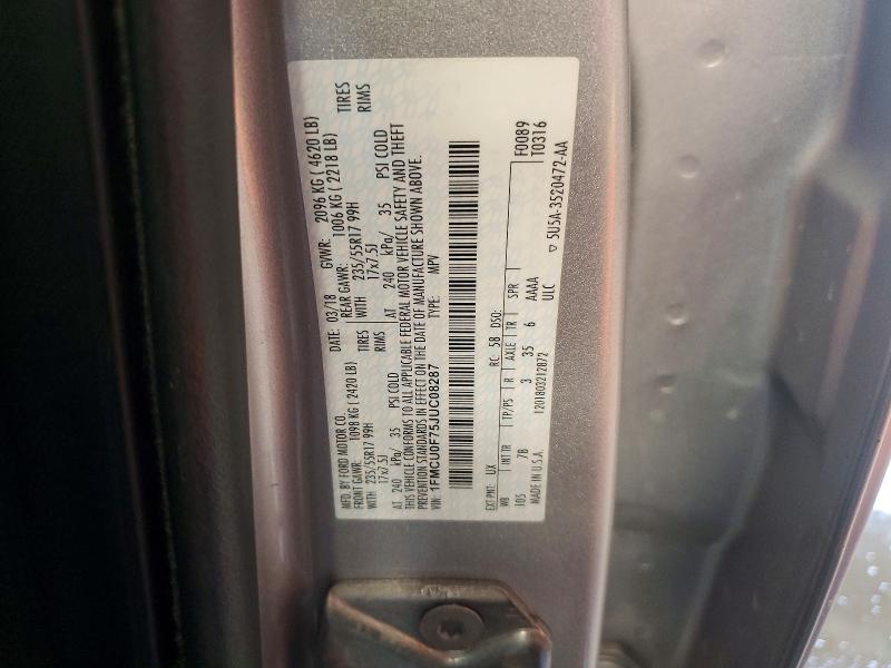 Aukcja sprzedaży 2018 Ford Escape, vin: 1FMCU0F75JUC08287, numer aukcji: 75575015