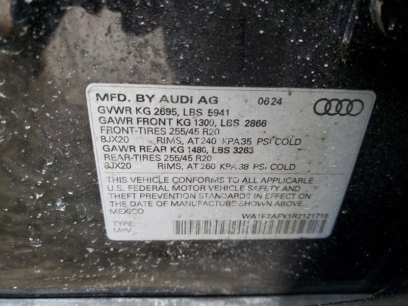 78218475 :رقم المزاد ، WA1E2AFY1R2121716 vin ، 2024 Audi Q5 E مزاد بيع