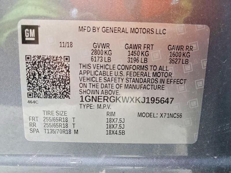 Продажа на аукционе авто 2019 Chevrolet Traverse, vin: 1GNERGKWXKJ195647, номер лота: 77729525