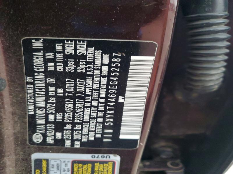 77651415 :رقم المزاد ، 5XYKT4A69EG452587 vin ، 2014 Kia Sorento مزاد بيع