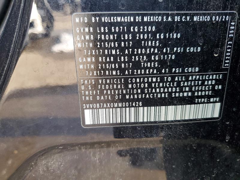 Продажа на аукционе авто 2021 Volkswagen Tiguan, vin: 3VV0B7AX0MM001426, номер лота: 75702345