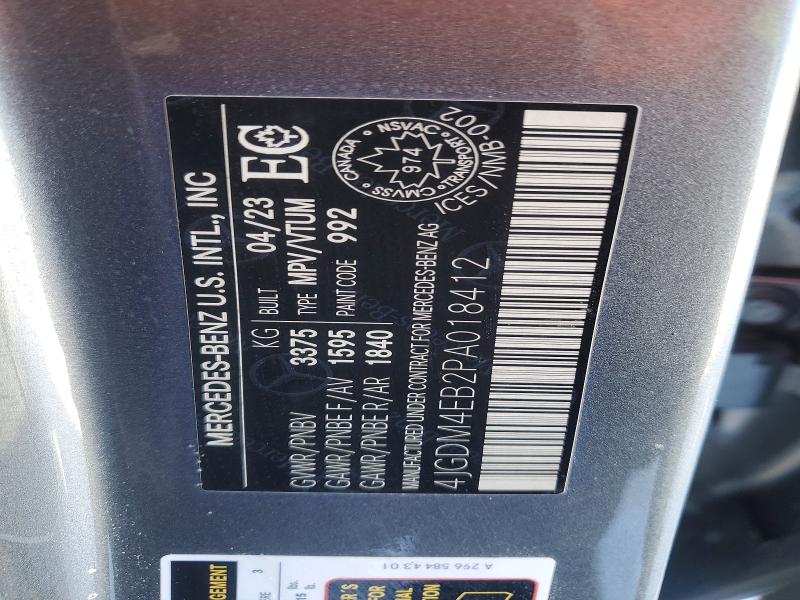 Aukcja sprzedaży 2023 Mercedes-benz Eqs Suv, vin: 4JGDM4EB2PA018412, numer aukcji: 77471785