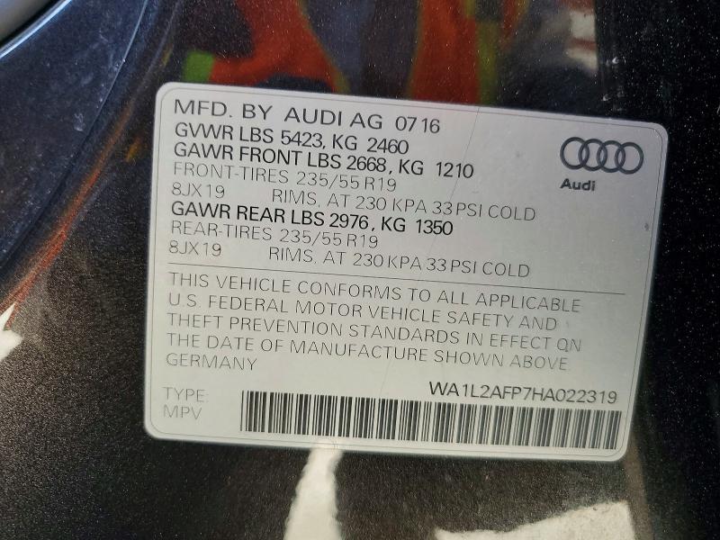 Продажа на аукционе авто 2017 Audi Q5, vin: WA1L2AFP7HA022319, номер лота: 75219765