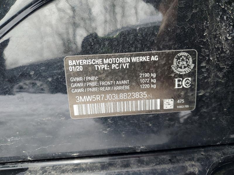 78128965 :رقم المزاد ، 3MW5R7J03L8B23835 vin ، 2020 Bmw Motorrad 330xi مزاد بيع