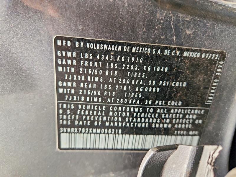 Aukcja sprzedaży 2022 Volkswagen Taos, vin: 3VVRX7B2XNM096218, numer aukcji: 79004465