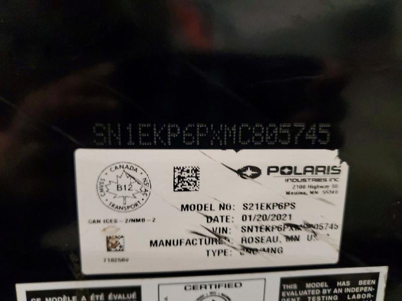 2021 Polaris Indy 600 მანქანა იყიდება აუქციონზე, vin: SN1EKP6PXMC805745, აუქციონის ნომერი: 77065275