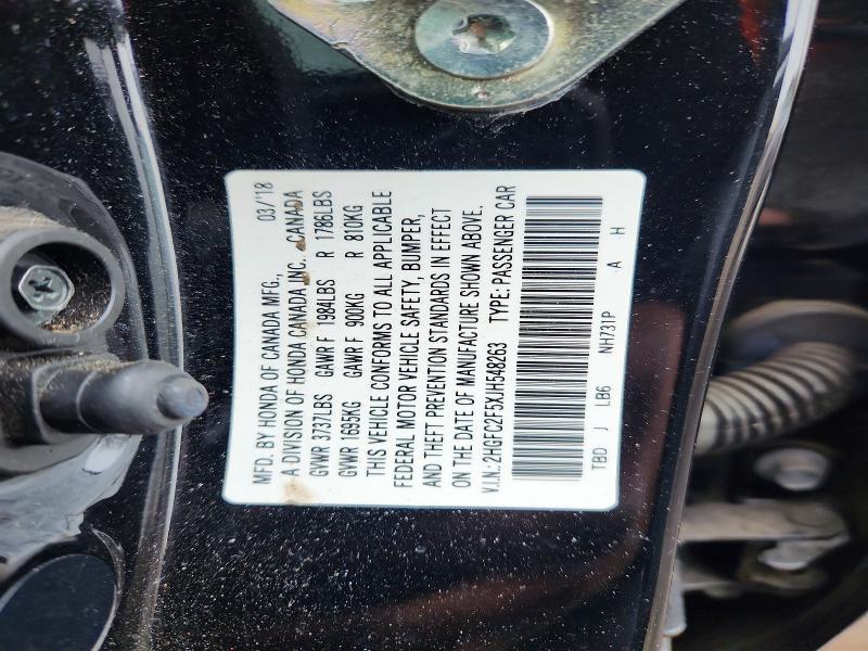 Продаж на аукціоні авто 2018 Honda Civic, vin: 2HGFC2F5XJH548263, номер лоту: 76823535
