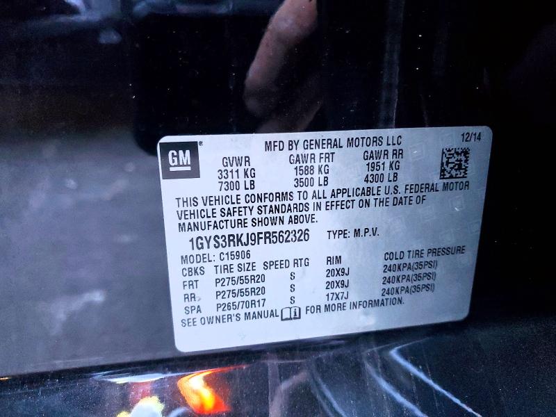 77746835 :رقم المزاد ، 1GYS3RKJ9FR562326 vin ، 2015 Cadillac Escalade E مزاد بيع