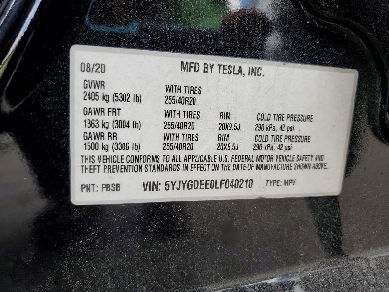 Aukcja sprzedaży 2020 Tesla Model Y, vin: 5YJYGDEE0LF040210, numer aukcji: 78827265