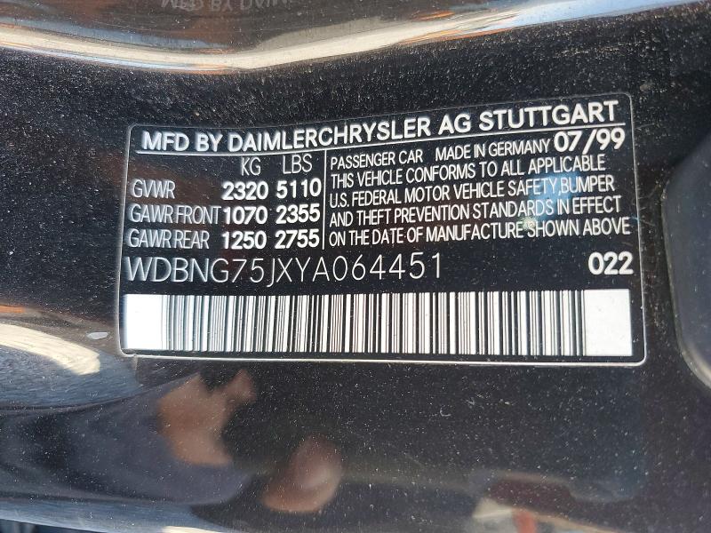 Продажа на аукционе авто 2000 Mercedes-benz S, vin: WDBNG75JXYA064451, номер лота: 77691825
