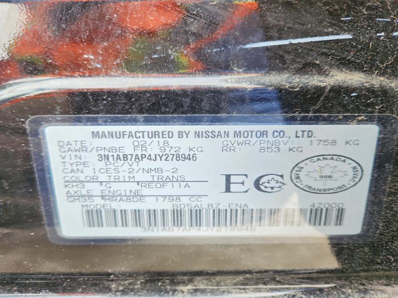 Продаж на аукціоні авто 2018 Nissan Sentra, vin: 3N1AB7AP4JY278946, номер лоту: 78514905