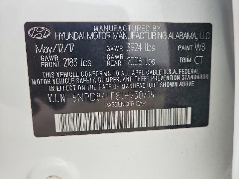 2018 Hyundai Elantra მანქანა იყიდება აუქციონზე, vin: 5NPD84LF8JH230715, აუქციონის ნომერი: 77423625