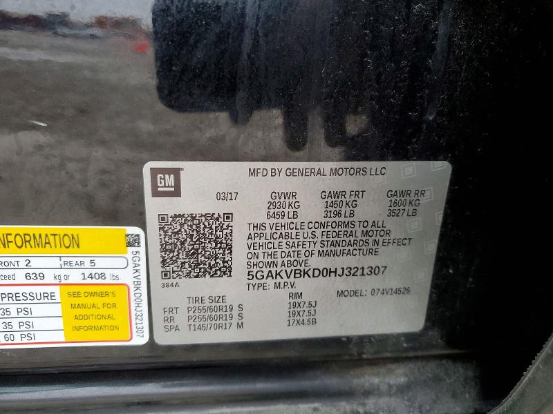 77106615 :رقم المزاد ، 5GAKVBKD0HJ321307 vin ، 2017 Buick Enclave مزاد بيع