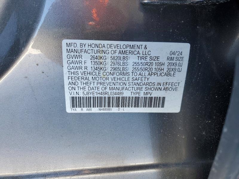 2024 Acura Mdx მანქანა იყიდება აუქციონზე, vin: 5J8YE1H48RL034489, აუქციონის ნომერი: 76865185