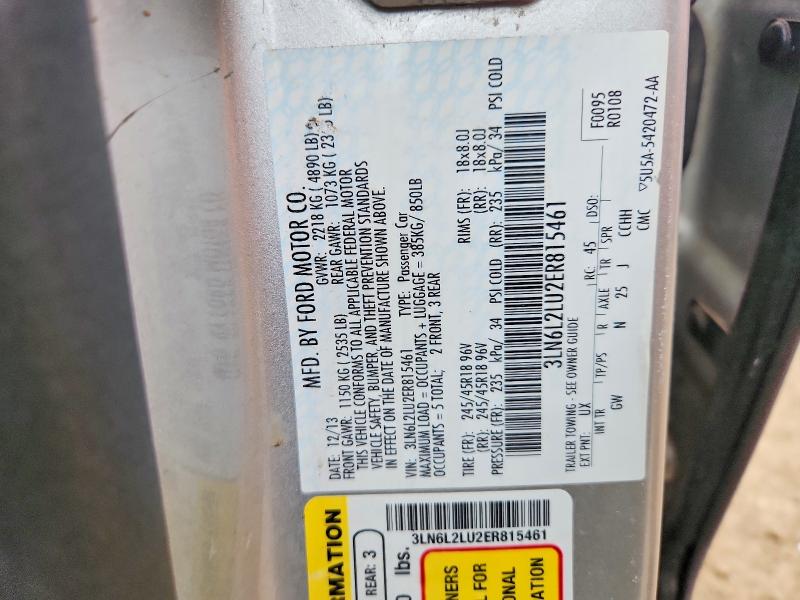 78253685 :رقم المزاد ، 3LN6L2LU2ER815461 vin ، 2014 Lincoln Mkz مزاد بيع