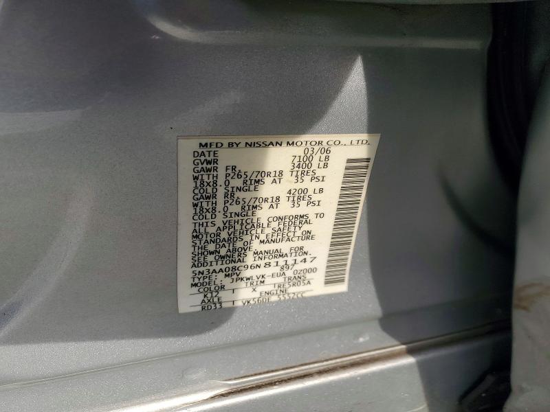 2006 Infinity Qx56 მანქანა იყიდება აუქციონზე, vin: 5N3AA08C96N811147, აუქციონის ნომერი: 77726005