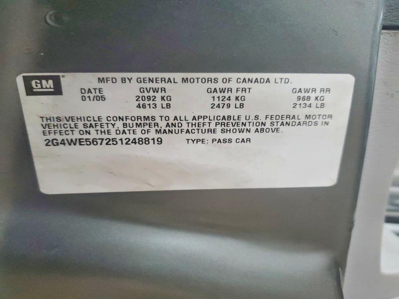 Auction sale of the 2005 Buick Lacrosse, vin: 2G4WE567251248819, lot number: 78135675