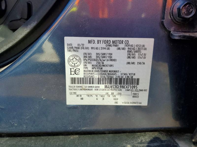 Продаж на аукціоні авто 2022 Ford Ecosport, vin: MAJ6S3GL9NC471095, номер лоту: 78968945