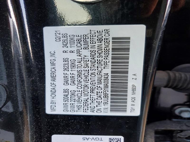 Aukcja sprzedaży 2021 Acura Tlx, vin: 19UUB6F51MA008434, numer aukcji: 77731245
