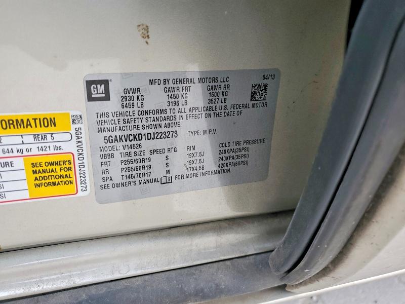 79029145 :رقم المزاد ، 5GAKVCKD1DJ223273 vin ، 2013 Buick Enclave مزاد بيع