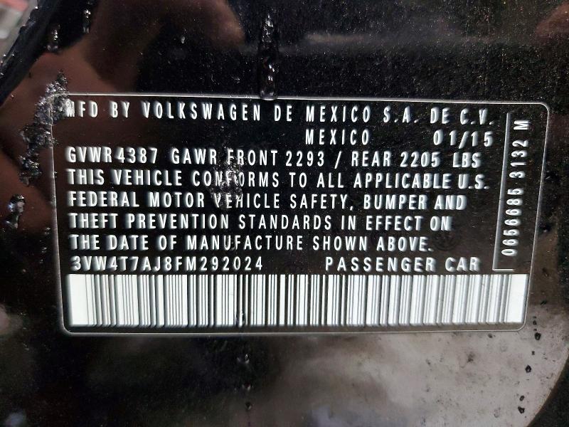 Продажа на аукционе авто 2015 Volkswagen Jetta, vin: 3VW4T7AJ8FM292024, номер лота: 78373075
