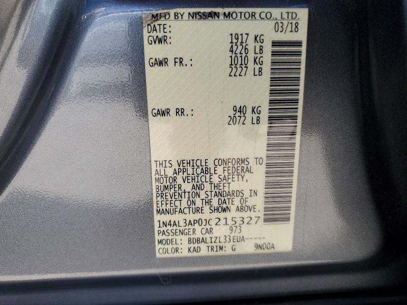 Продаж на аукціоні авто 2018 Nissan Altima, vin: 1N4AL3AP0JC215327, номер лоту: 79041225