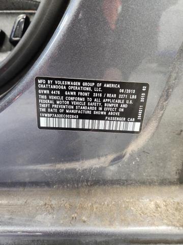 Продажа на аукционе авто 2014 Volkswagen Passat, vin: 1VWBP7A32EC002843, номер лота: 79160415