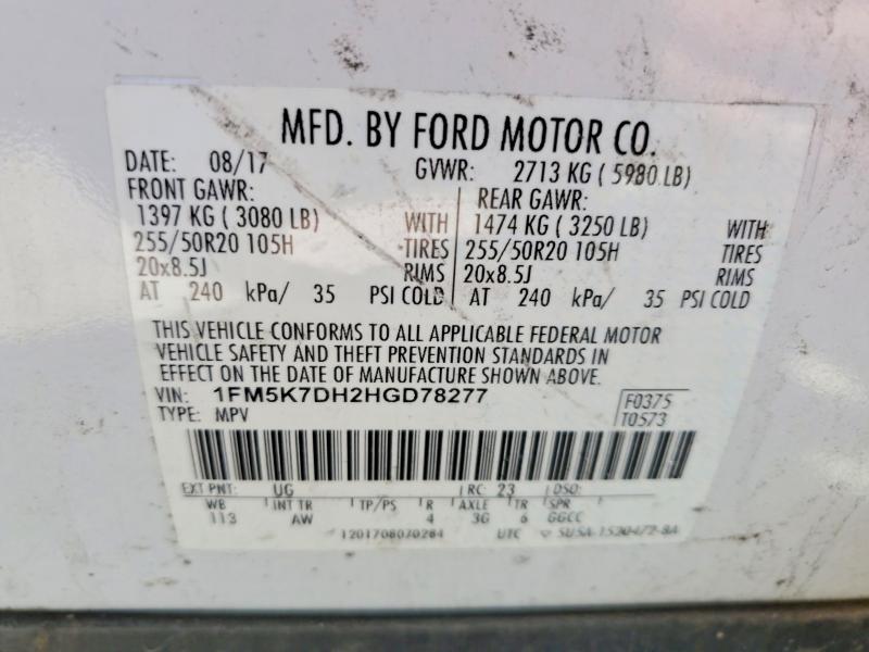 Aukcja sprzedaży 2017 Ford Explorer, vin: 1FM5K7DH2HGD78277, numer aukcji: 77588825