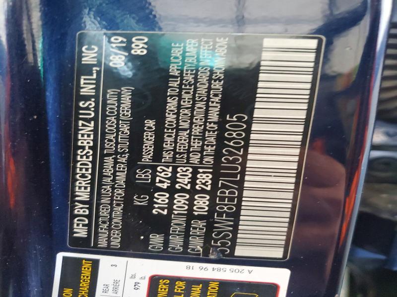 Продажа на аукционе авто 2020 Mercedes-benz C, vin: 55SWF8EB7LU326805, номер лота: 76324355