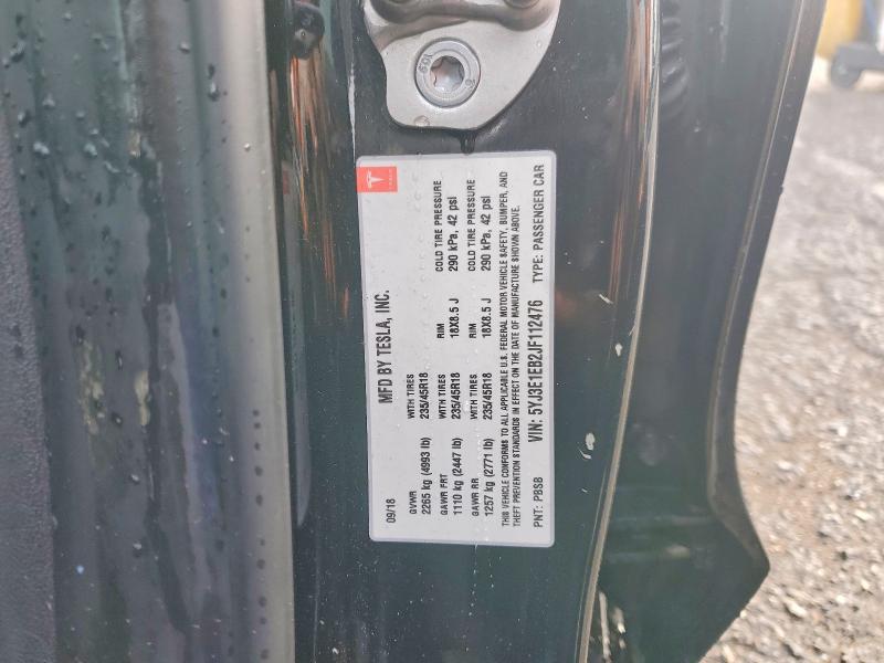 Продажа на аукционе авто 2018 Tesla Model 3, vin: 5YJ3E1EB2JF112476, номер лота: 77765195