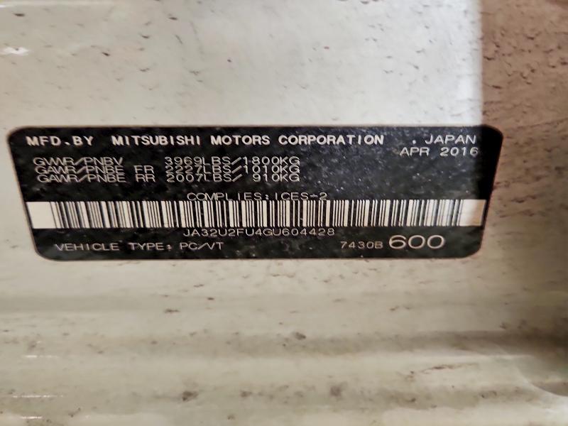 Auction sale of the 2016 Mitsubishi Lancer, vin: JA32U2FU4GU604428, lot number: 77311035