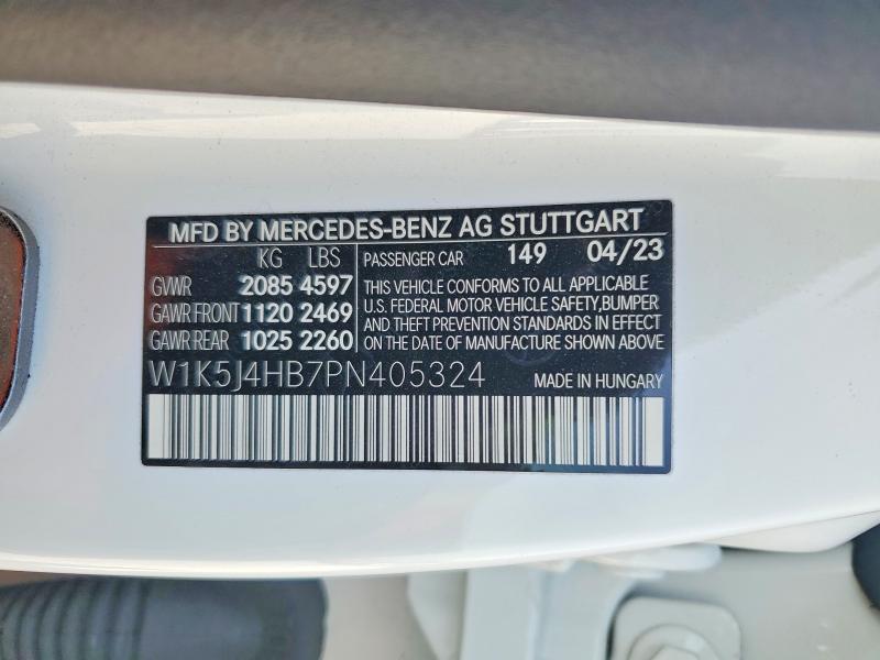 Продаж на аукціоні авто 2023 Mercedes-benz Cla, vin: W1K5J4HB7PN405324, номер лоту: 78823865