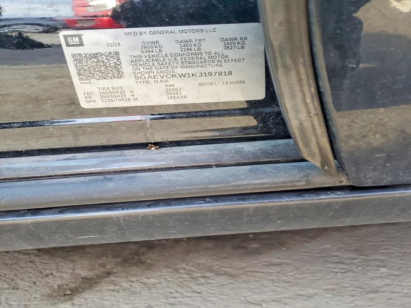 76399665 :رقم المزاد ، 5GAEVCKW1KJ197818 vin ، 2019 Buick Enclave مزاد بيع