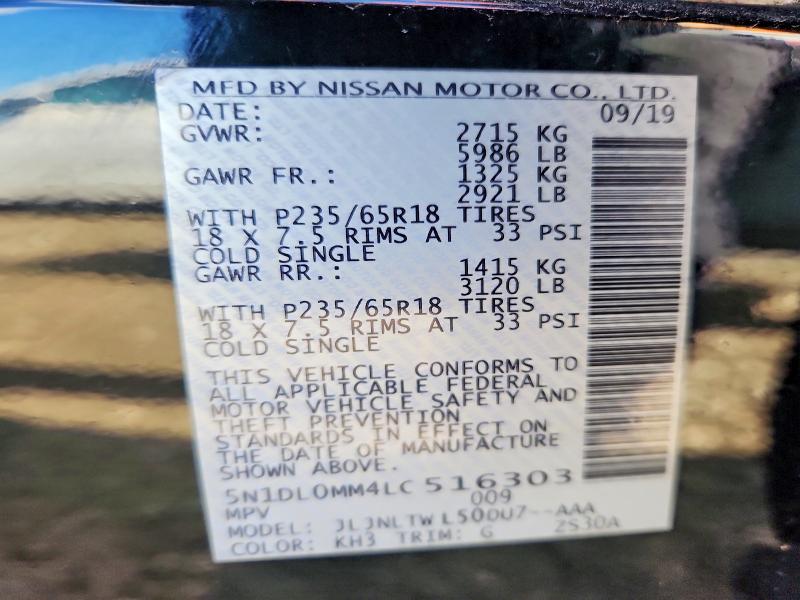 Aukcja sprzedaży 2020 Infiniti Qx60, vin: 5N1DL0MM4LC516303, numer aukcji: 77442245